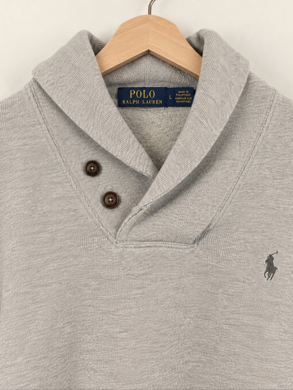 Polo by Ralph Lauren Men's Shawl Collar Pullover - Light Gray - Size Large